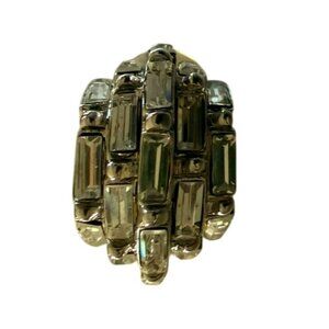 Vintage St. John Signed Silver-Tone Rhinestone Art Deco Clip-On Earrings 1 Inch